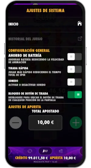 Menú de configuración del sistema