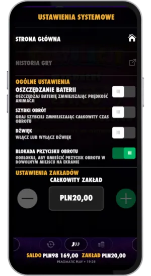 Menu ustawień systemowych