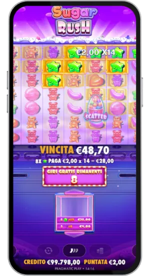 Schermata vincita giri gratis